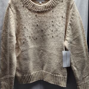 Design History Cream Sweater with Beaded Accents
